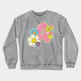 Groovy Softball Initial—A Crewneck Sweatshirt